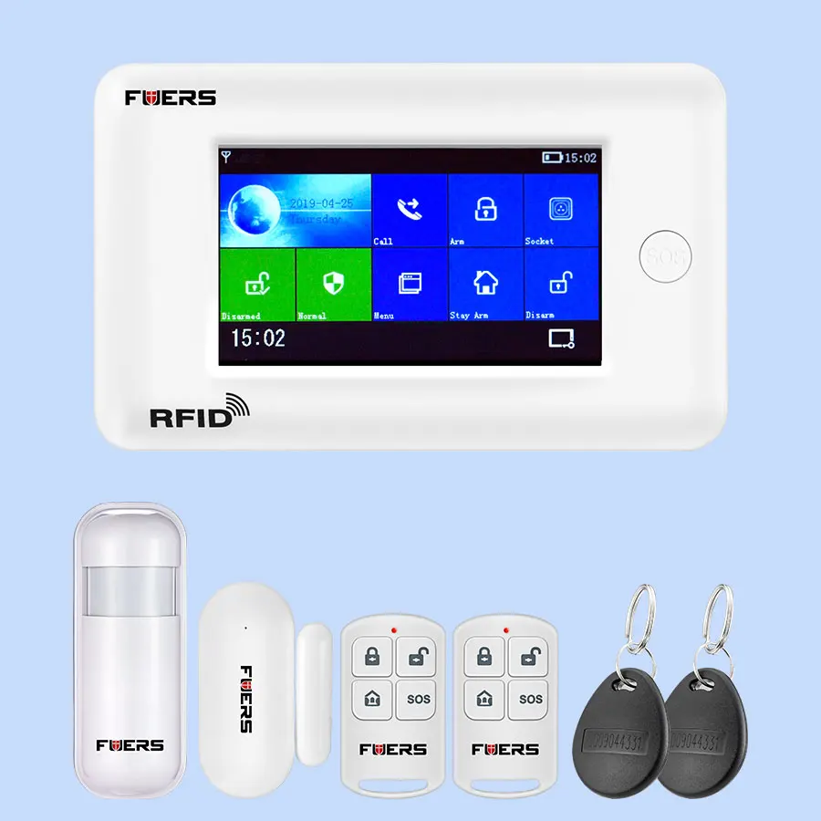 Kit 1 FUERS PG106 Безопасность Защита приложение управление Wi-Fi подключение голосовой мониторинг сенсорный экран системы сигнализации безопасности домашняя сигнализация комплект - Цвет: Kit 1