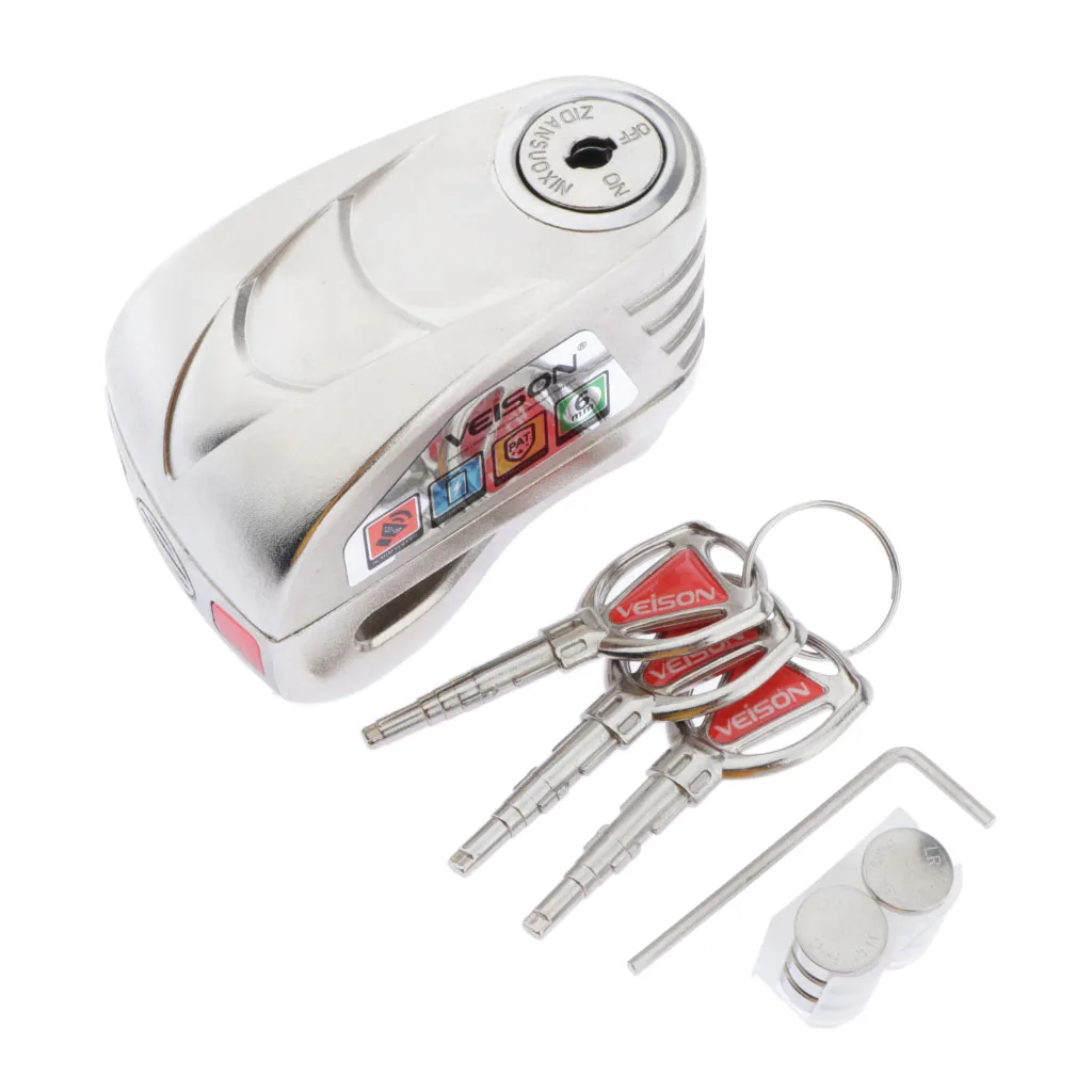 

Aluminum Motorcycle Disc Brake Lock, Anti-Theft Wheel Padlock 110dB Alarm Sound for Motorcycles Scooter Moped Motorbike (DX18)