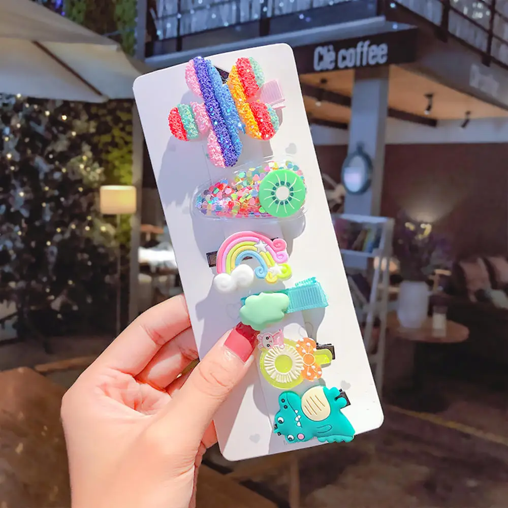 

6PCS/Set New Girls Cute Colorful Cartoon Hairpins Children Sweet Hair Clips Barrettes Headband Kids Fashion Hair Accessories