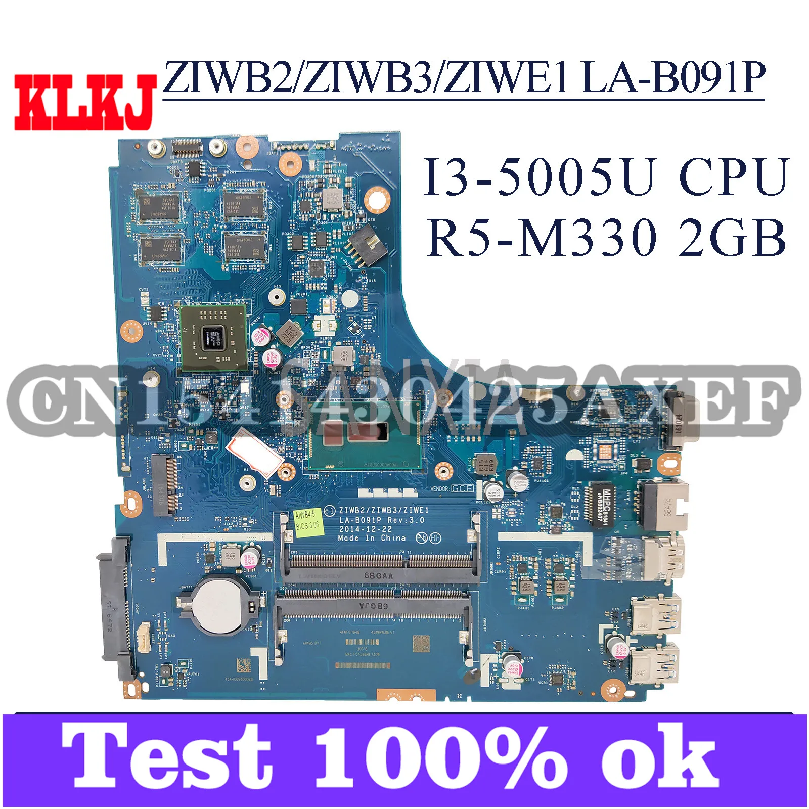 

KLKJ LA-B091P материнская плата для ноутбука Lenovo B50-80 оригинальная материнская плата I3-5005U R5-M330 2 Гб