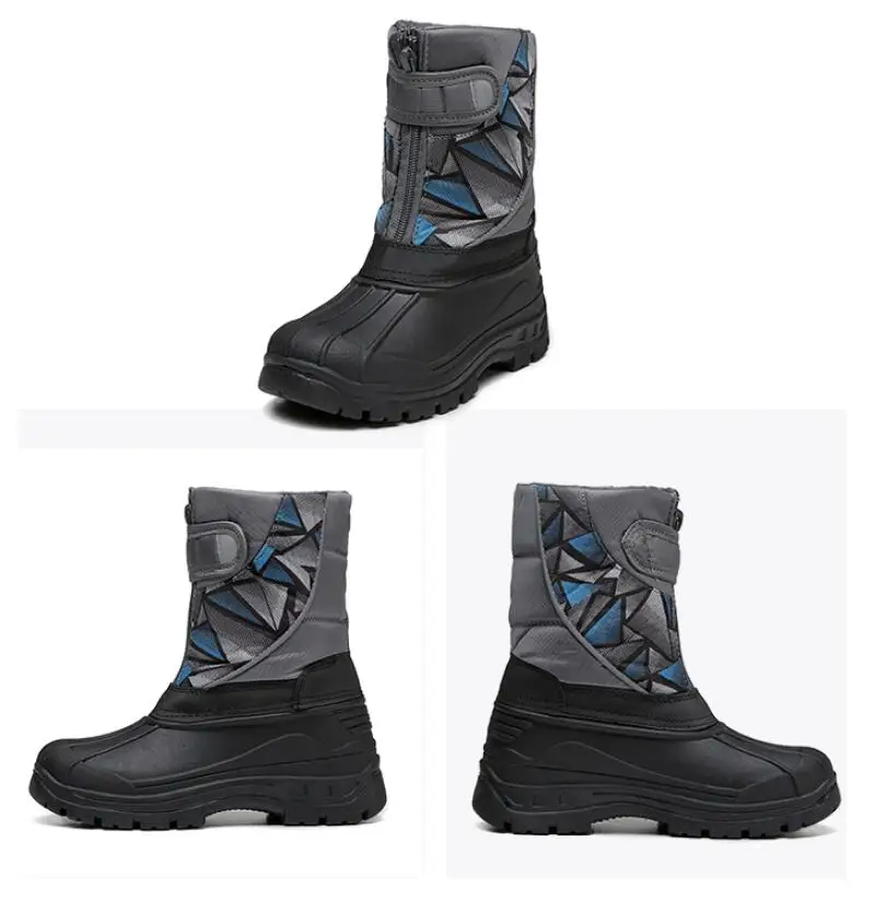 SKHEK New Children Snow Boots Girls Shoes Kids Winter PU Leather Boots Fashion Plush Water-Proof Boys Sneakers 945
