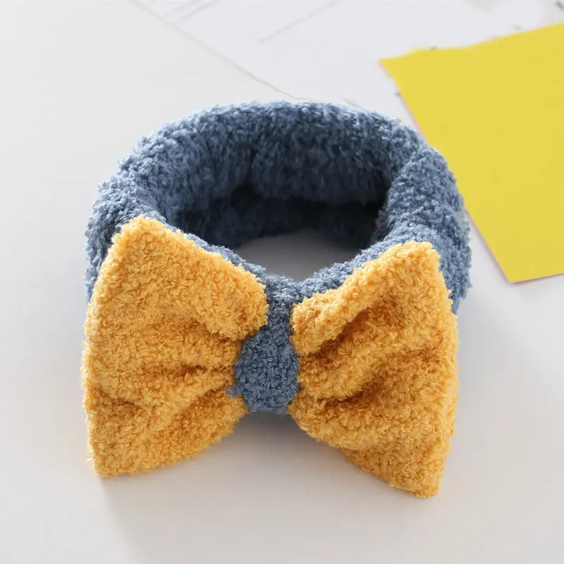 

Sweet Big Bow Hairbands Contrast Color Coral Fleece Bow Hairbands For Women Girls Headbands Washing Face Girls Hair Accessories