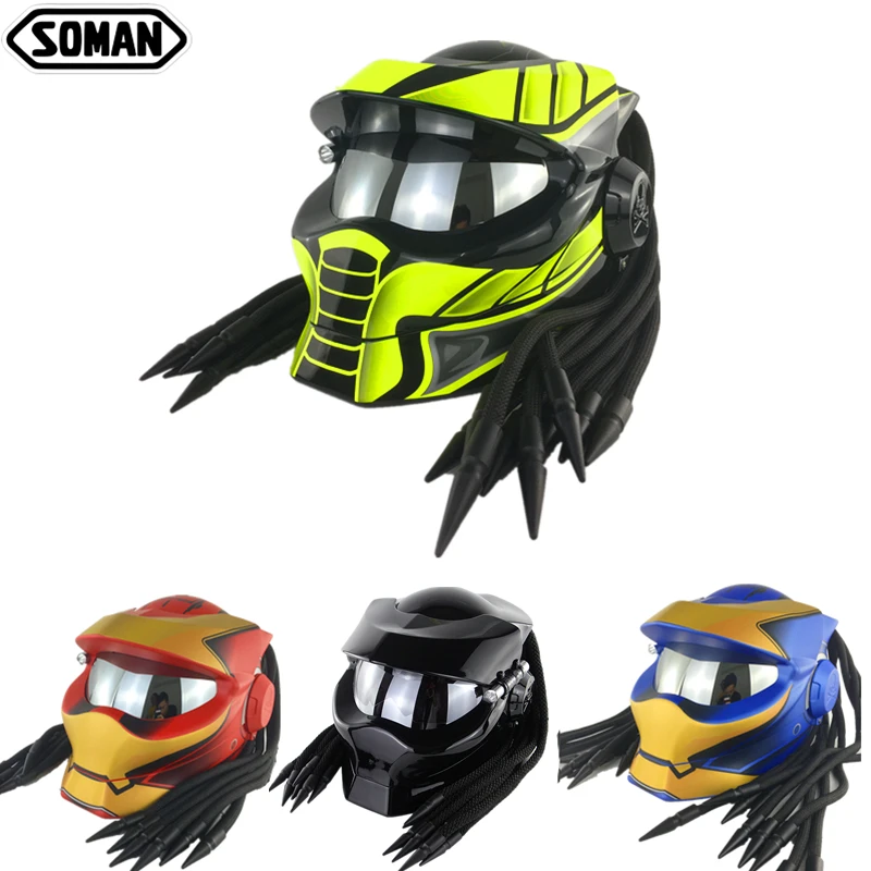 Классный шлем Хищник кожаный чехол из искусственной кожи (серебристый козырек с