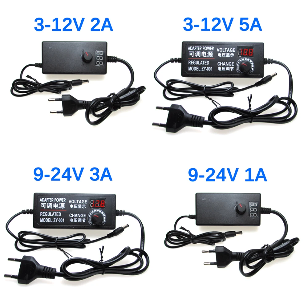 5V 12V Power Adapter Voeding 3V 5V 6V 9V 12V 24 V 1A 2A 5A Verstelbare Ac Naar Dc Voeding Adapter Universele 220V Naar 12 24 V Volt