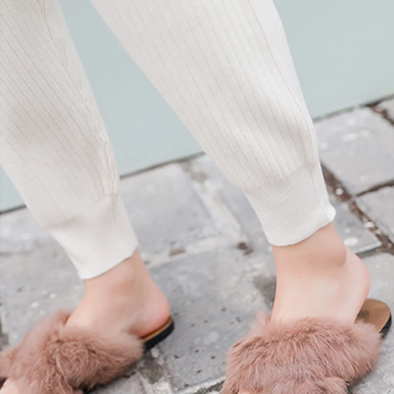 KINOMI Autumn Mid Waist Knitted Harem Pants Women Trousers Drawstring Skinny Pockets Striped Sweatpants 2019 New | Женская одежда