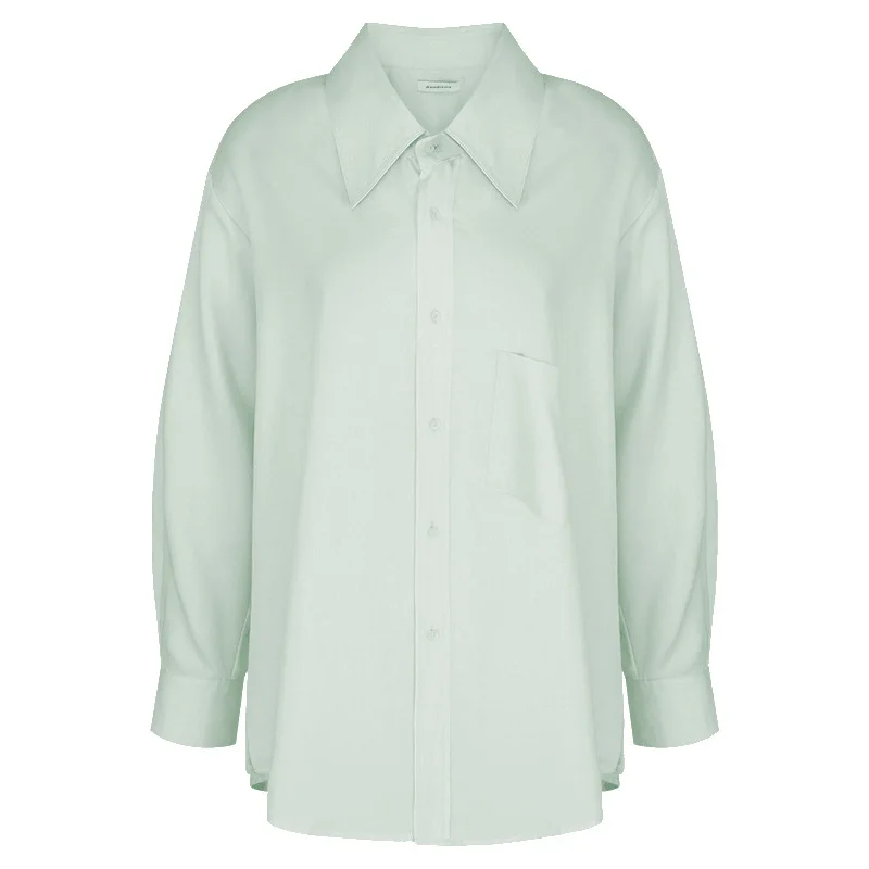 

Fashion Pure Cotton Long Sleeve Shirt Women Autumn Winter New Style Temperament Elegant Office Blouse Loose Button Up Top Casual