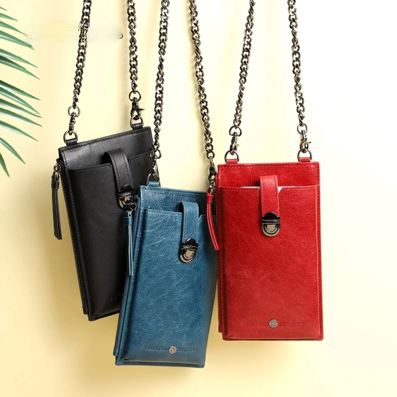 

Fashion casual lady messenger bag Korean version of the first layer cowhide mobile phone bag