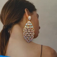 trendy long tassel drop earrings for women bijoux style shiny crystal dangle earring weddings party fashion jewelry gifts