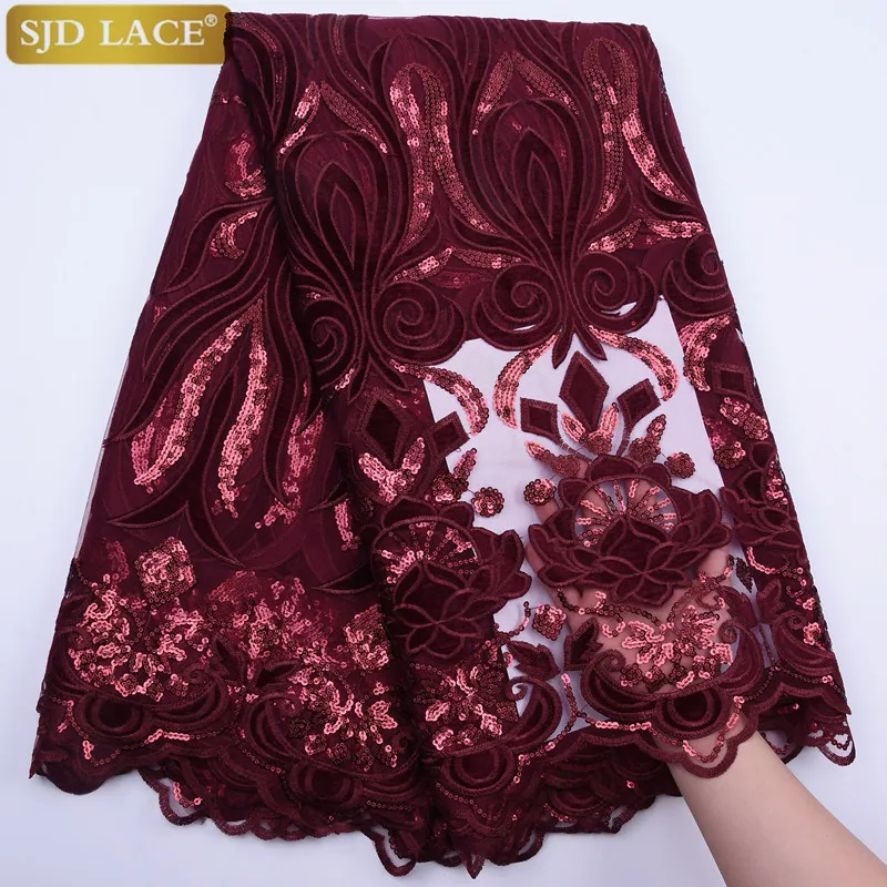

African Lace Fabric High Quality Lace Sequin Velvet Embroidery Tulle Fabric African French Lace Fabric For Party Dress A1772