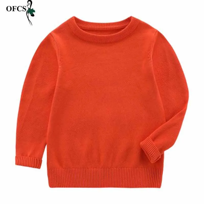 OFCS New Boy Fall Solid Color Render Unlined Upper Garment Of Cotton Girls Turtleneck Collar Sweater Joker Children's Sweaters | Детская