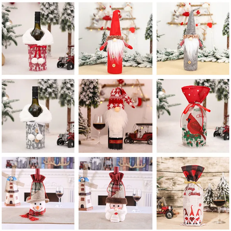 

Merry Christmas Decorations for Home Santa Claus Wine Bottle Cover New Year Gift Christmas Home Decor Xmas Navidad Decor 2021