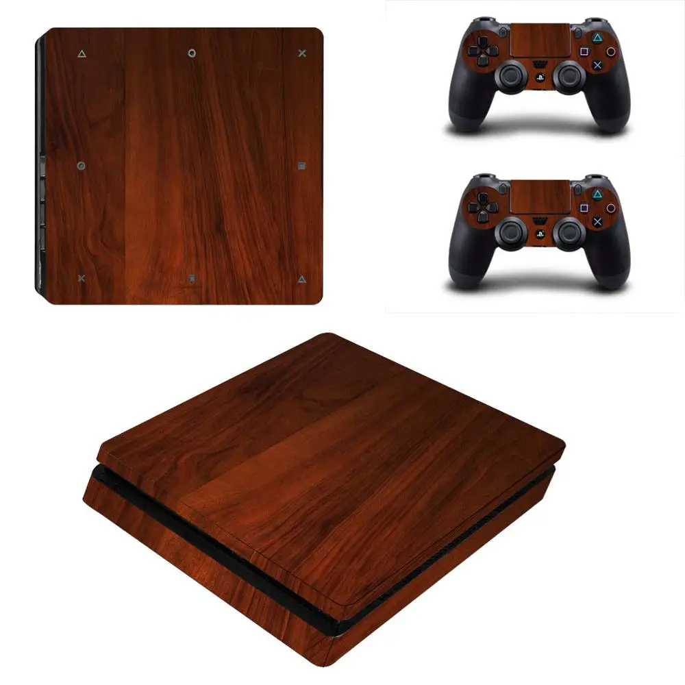PS4 тонкие наклейки PS 4 Play станция деревянные зерна кожи наклеивающиеся Переводные