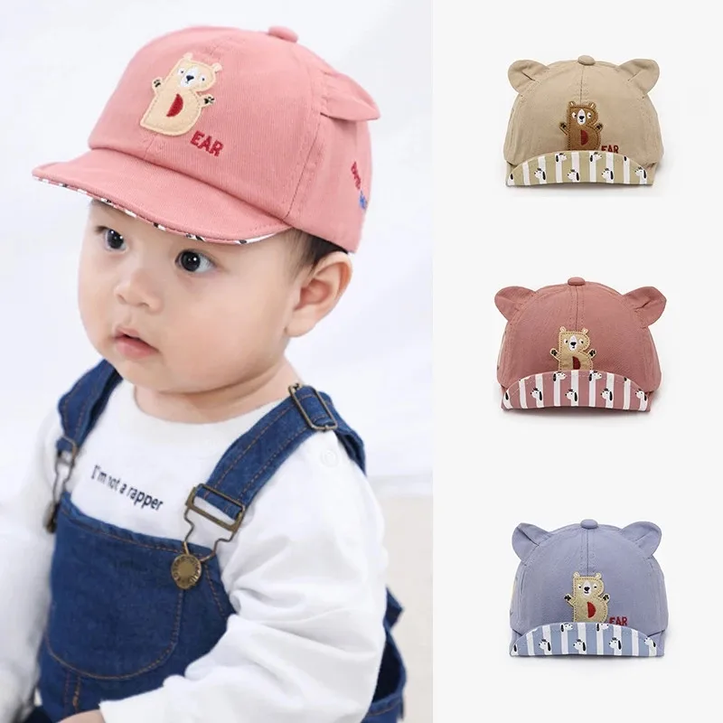 

4 Colors 1-2 Years Old Adjustable Embroid Anti-Sunburn Sunshade Letter Print Sun Hat Baseball Cap Children Girl Boys