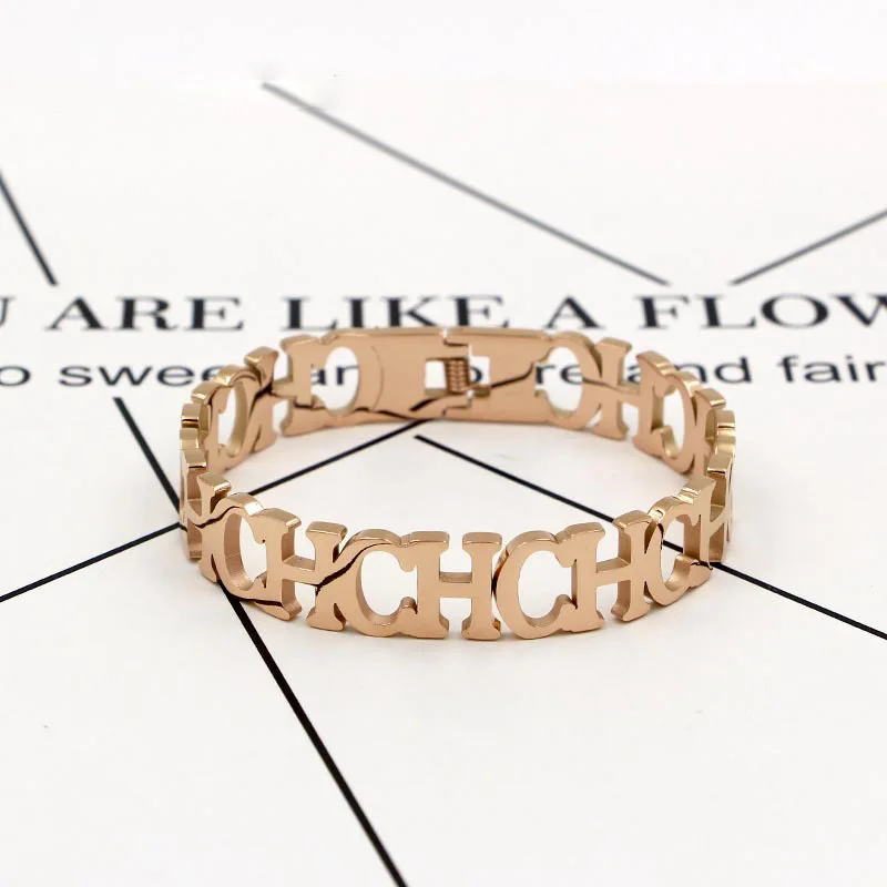 Лидер продаж модный Открытый браслет из нержавеющей стали 316L золотого цвета