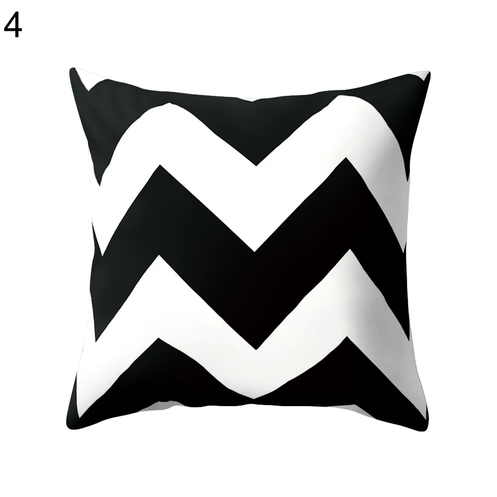 

HOT SALESNew Arrival Black and White Geometric Peach Skin Throw Cover Pillow Cushion Square Case Wholesale Dropshipping