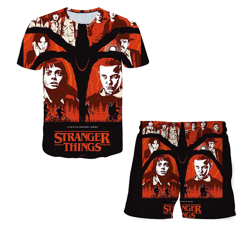 

Stranger Things T Shirt Kids T shirt and Short 2pcs Children Sets 3D Print Boys and Girls Tshirt 4-14 Years Children's Clothing