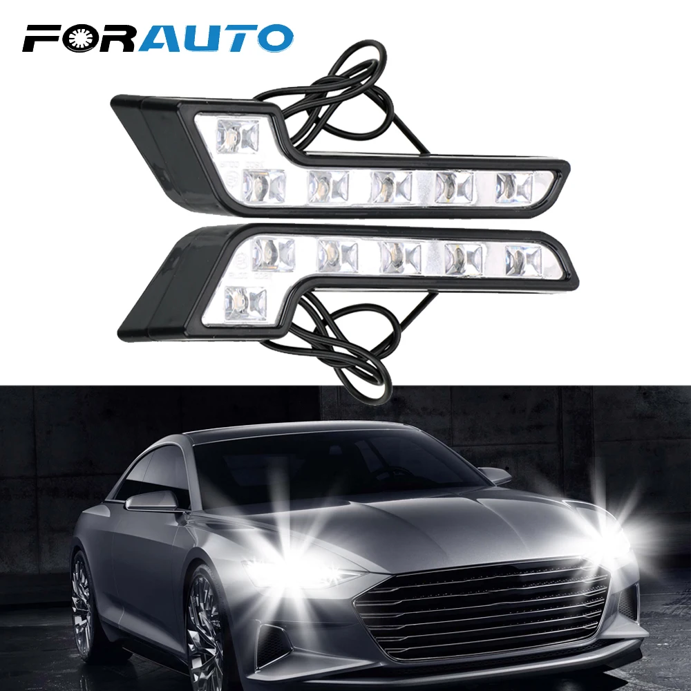 FORAUTO из 2 предметов 6 светодиодный Автомобильные дневные ходовые огни дальнего
