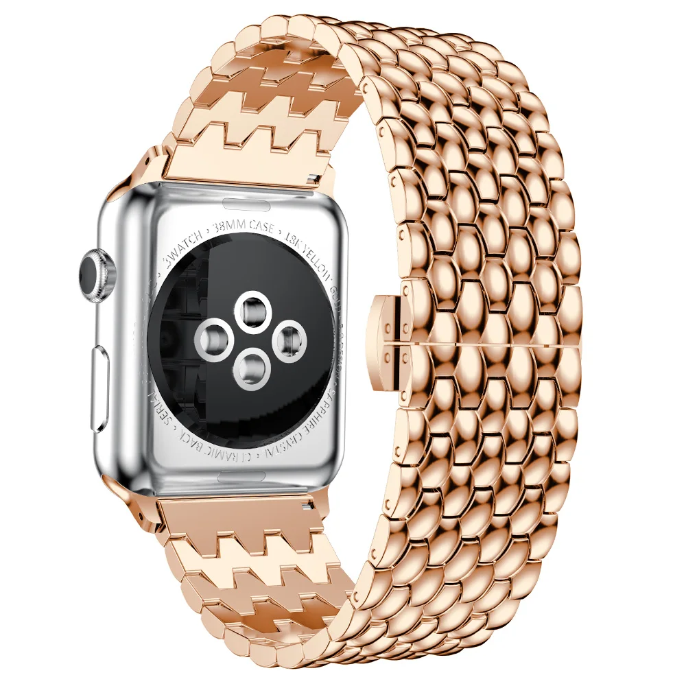 Ремешок из кожи Дракона Для Apple Watch 40 мм 44 браслет нержавеющей стали цвета