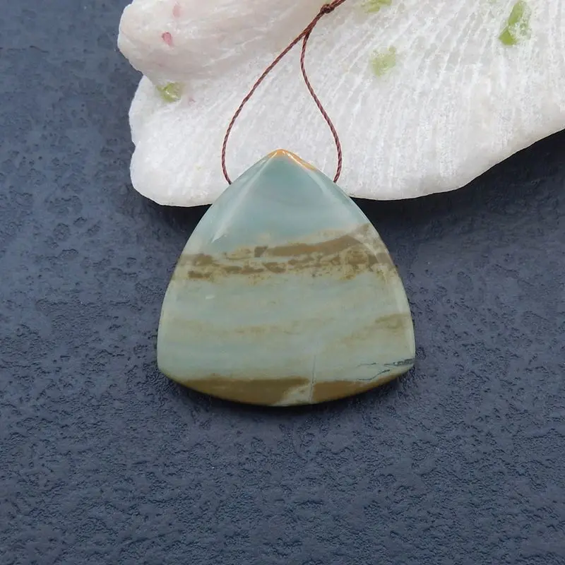 Sale 1Pcs Natural Stone Us Biggs Jasper Gemstone DIY Jewelry Pendant Bead For Necklace 40x40x8mm 21g | Украшения и аксессуары