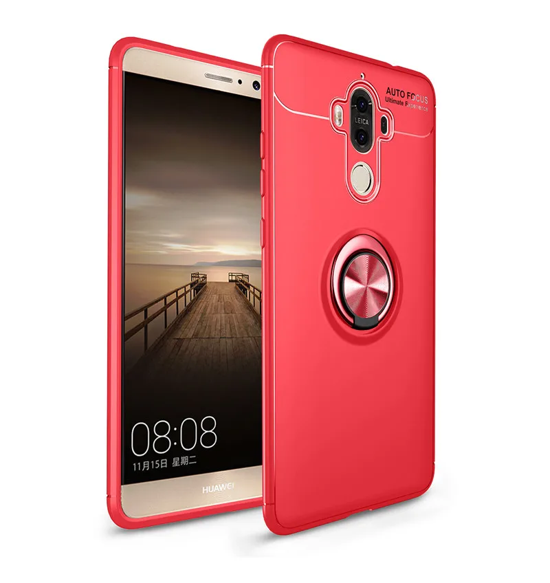 Red Чехол для телефона s для huawei mate 9 Pro, чехол для huawei mate 9, чехол с магнитным кольцом, автомобильный держатель, силиконовый чехол из ТПУ для Huwei mate 9 - Цвет: Red