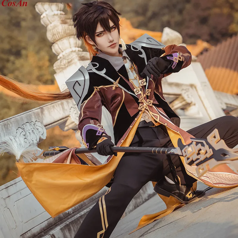 

New Arrival Hot Game Genshin Impact Zhongli Cosplay Costume Fashion Handsome Combat Uniform Suits Male Role Play Clothing S-XL