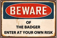 diuangfoong beware of the badger enter at your own risk metal sign vintage style plaque 1210128 inches