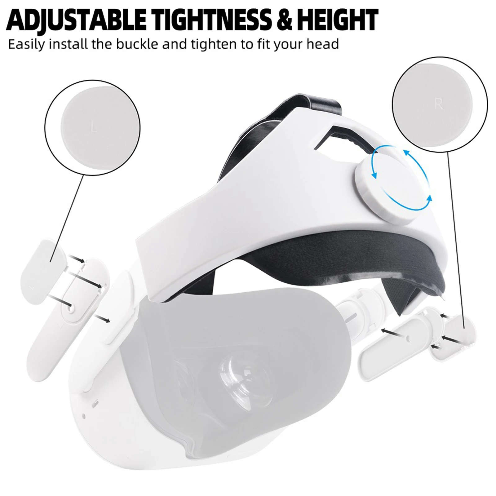 

Adjustable VR Glasses Head Strap Replaces Fits for Quest 2 White