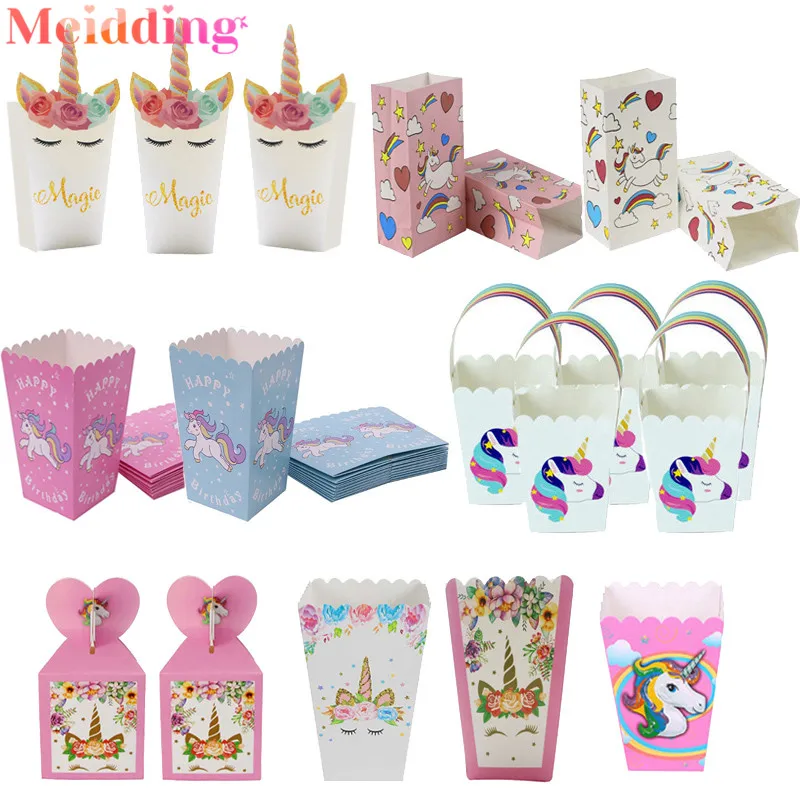 Unicorn Party Paper Gift Bag Happy Birthday Decorations Kids Disposable Tableware Kit Baby Shower Theme Supplies | Дом и сад