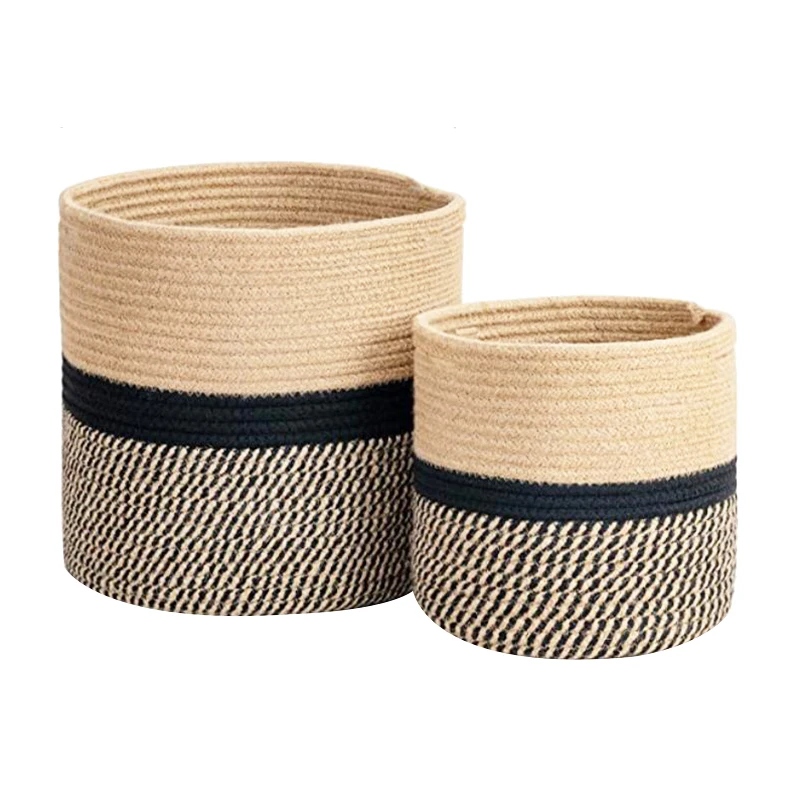 

2Pcs Woven Rope Plant Basket Flower Pot Indoor Planters Decor Jute Storage Basket Organizer Modern Plant Decor,30Cm&20Cm