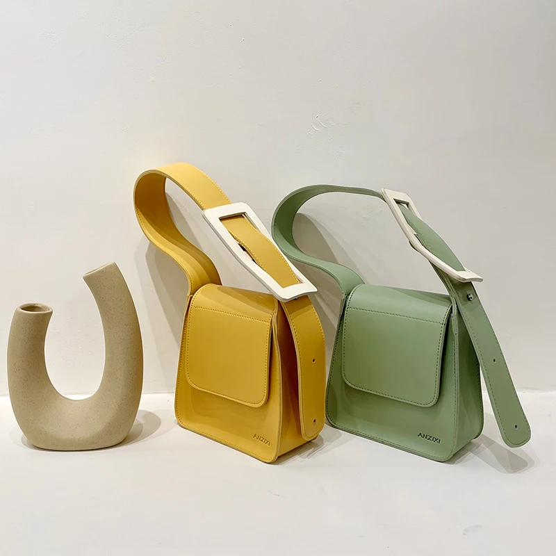 

Personality Mini PU Leather Handbags For Women 2021 Ladies Fashion Simple Shoulder Armpit Bags Luxury Brand Purses