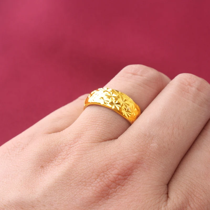 Модные Классические обручальные кольца из 24-каратного золота Золотое кольцо