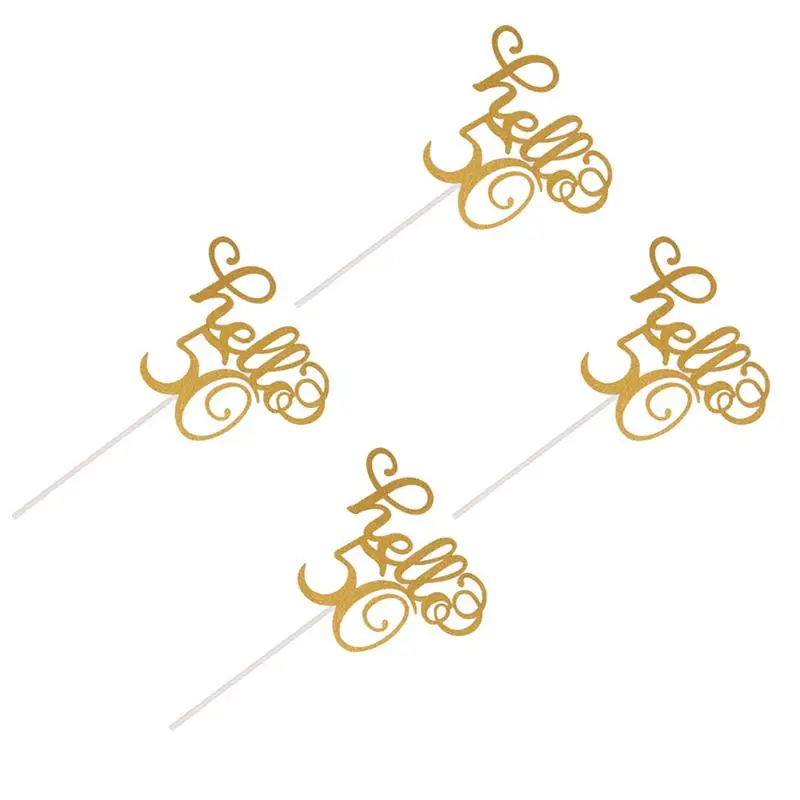 6 шт. украшение для торта креативный день рождения Hello 50 блестящая бумага десерт