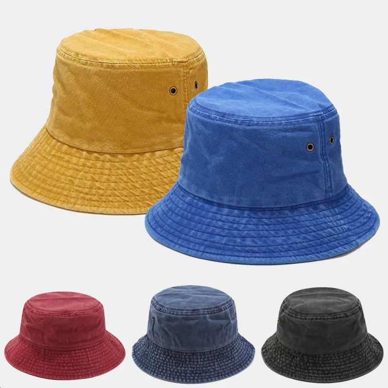 

Панама джинсовая для мужчин и женщин, шапка рыбака из мытого хлопка, модная уличная в стиле хип-хоп, аксессуары, 1 шт.