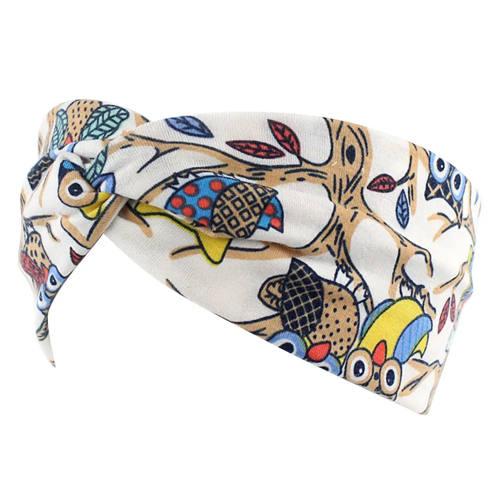 Женские хлопковые повязки с узлом 2 шт. принтом совы в этническом стиле рисунком