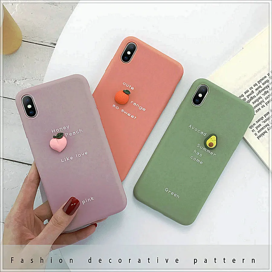 Personalised iphone xs max Case 3D Candy Color Avocado Letter Soft Phone Silicone For iPhone 7 6 6S 8 Plus Cover | Мобильные