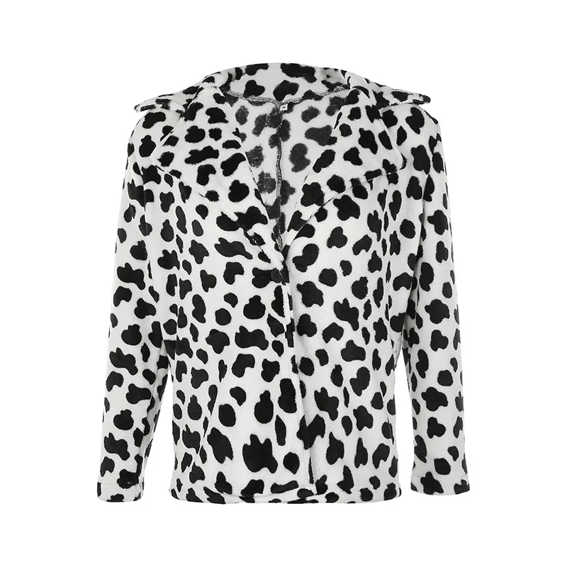 Faux Fur Print Coat Velvet Women Jackets 2020 Spring Parka Cow Jacket Modis Korean Style Manteau Fausse Fourrure Vache | Женская одежда