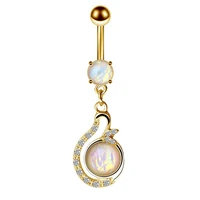 belly button piercing stainless steel full diamond belly button ring opal zircon umbilical nail puncture umbilical button