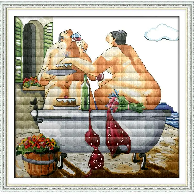 Enjoy Life Series Character Pattern Count Cross Stitch Set 14ct 11ct Needlework Embroidery Kit Home Decoration Painting | Дом и сад