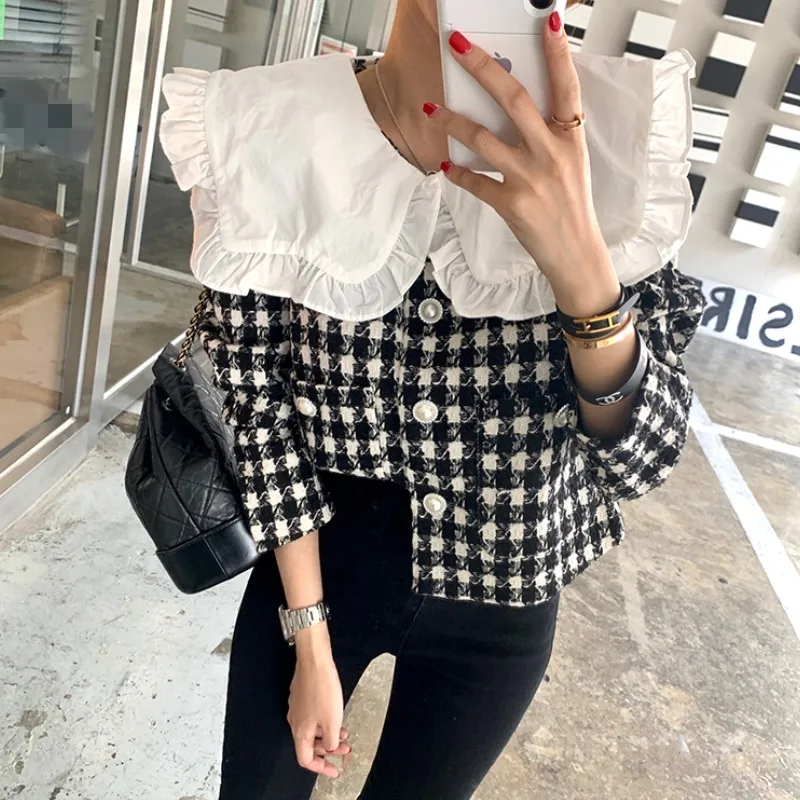 

Женский твидовый жакет с воротником «Питер Пэн»