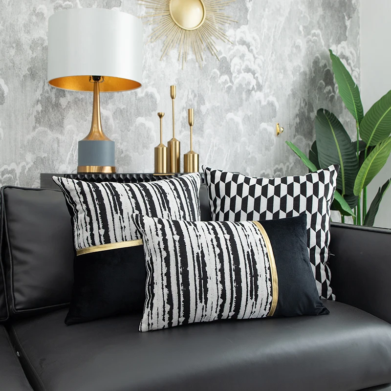 

Black and White Zebra Stripes Cushion Cover 45*45cm Chenille jacquard Brief Pillows Covers 50*50cm Decorative Home Pillowcases