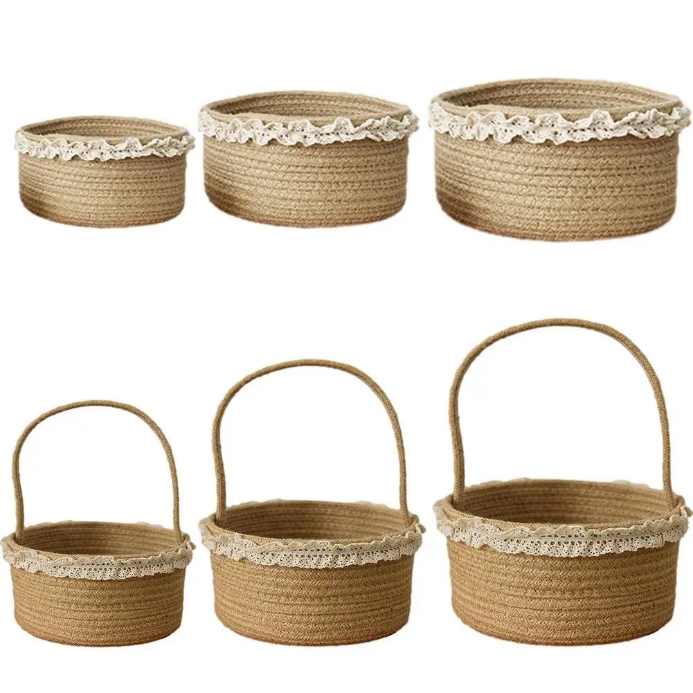 

Тканые корзины, для хранения из хлопчатобумажного каната корзины ручной работы для хранения Ящики-органайзеры для кемпинга Портативный кр...