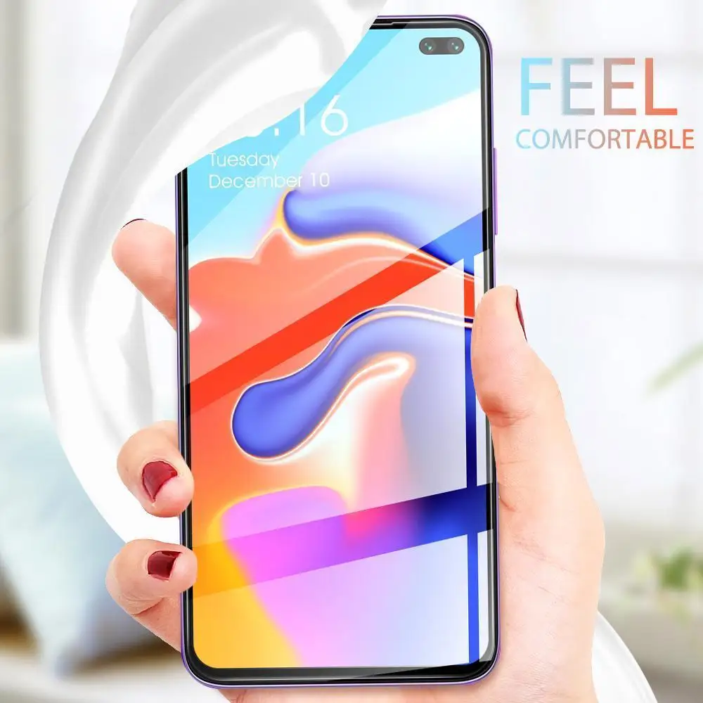 Protector de pantalla de vidrio templado para Xiaomi Poco X2, cubierta de pegamento completo para Xiaomi Poco X2, pel&iacute;cula de borde curvo 3D, 2 uds.-2