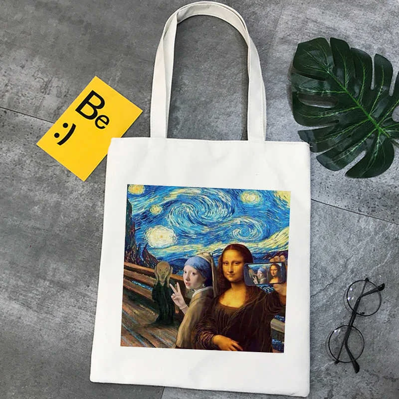

Сумка для покупок Van Gogh, Джутовая сумка, экологически чистая хлопчатобумажная сумка, Холщовая Сумка, тканевая сумка для покупок