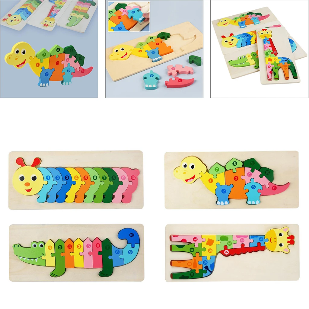 

Montessori Wooden Number Puzzle Blocks Educational Gift for 1 2 3 Year Old