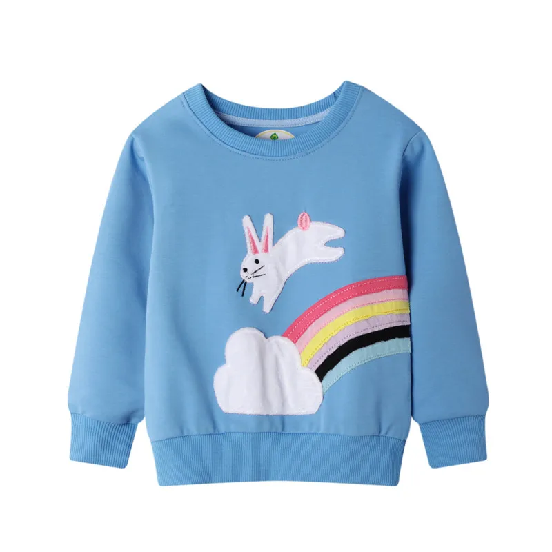 

Girls T Shirt Rainbow Rabbit Print Long Sleeve Children Clothes Spring Autumn Cartoon Sweatshirts Cotton Baby Tops Tees