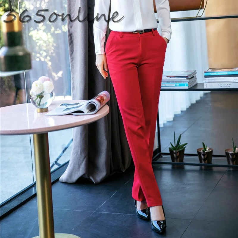 Новинка красные офисные женские деловые штаны облегающие брюки Капри на весну и