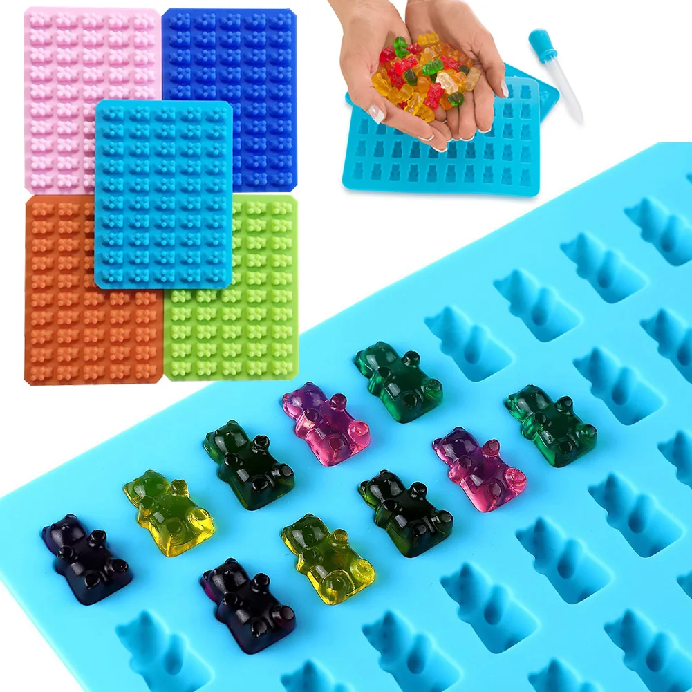 50 отверстий 100% пищевой силикон медведь Жевательные Конфеты Форма Силиконовый