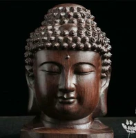 buddha statue wood wooden figurine mahogany india buddha head statue crafts deco