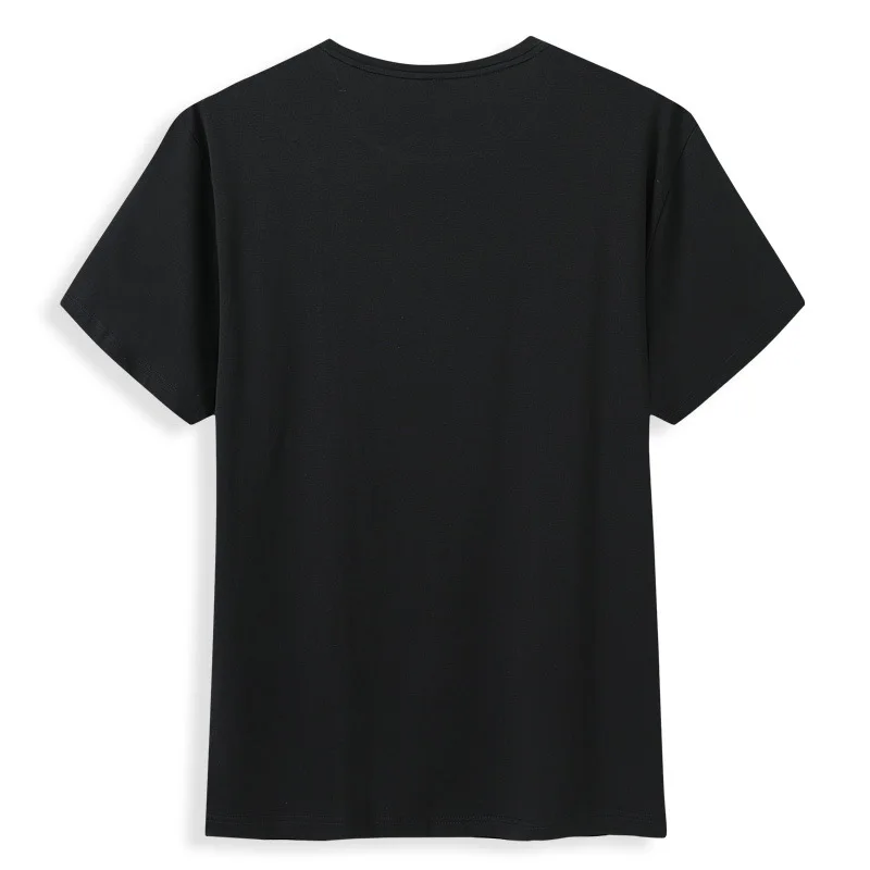 

Summer 2021 new men's fattening plus size fashion casual BLACK CREW NECK printed short sleeves