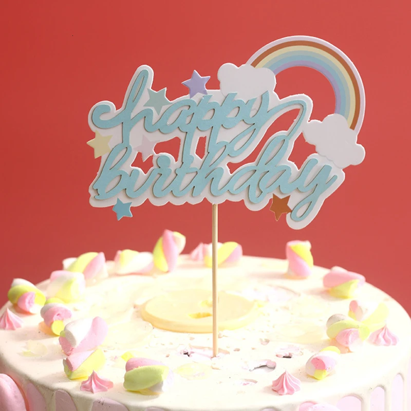 1 шт. Блестящий Топпер для торта С Днем Рождения радужные топы кексов детского